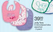 Jolly Tots Embroidered Bibs Assorted-3-Pack Per Pack