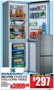 Kelvinator Stainless Steel Combi Fridge-260Ltr