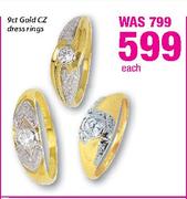 9Ct Gold CZ Dress Rings-Each