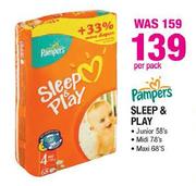 Pampers Sleep & Play Junior-58's/Midi-78's/Maxi-68's Per Pack