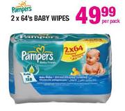 Pampers Baby Wipes-2x64's Per Pack