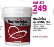 Homestead 20Ltr Acrylic PVA-Each