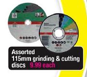 Assorted 115mm Grinding & Cutting Discs-Each