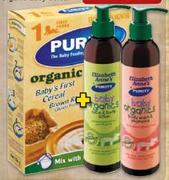 Elizabeth Anne's &Purity Baby Organics Body Wash-250ml or Face&Body Lotion-250ml&Organic Baby Cereal