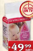 Johnson's Baby Skincare Wipes-3x80's