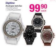 Digitime Analogue Watches-Each