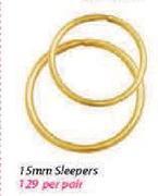9ct Gold 15mm Sleepers-Per Pair