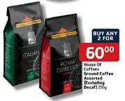 House Of Coffees Ground Coffee Assorted (Excluding Decaf)-2x250g