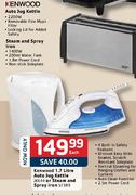 Kenwood 1.7ltr Auto Jug Kettle-JK644 Or Steam And Spray Iron-ST389 Each