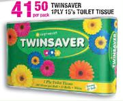 Twinsaver 1Ply Toilet Tissue-15's Per Pack