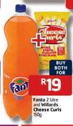 Fanta-2Ltr And Willards Cheese Curls-150gm-