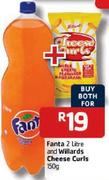 Fanta-2ltr and Willards Cheese Curls-150gm