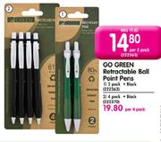 Go Green Retractable Ball Point Pens-Per 2 Pack