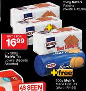 Moir's 3 x 200g Tea Lovers Biscuits Assorted