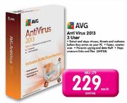 AVG Anti Virus 2013 3 User Each