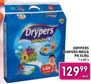 Drypers Diapers Mega PKXLRG-1x60's