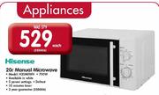 Hisense 20L Manual Microwave(Model:H20M0WH)-Each