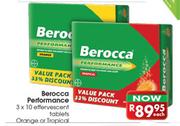 Berocca Performance-3 x 10 Effervescent Tablets Orange or Tropical Each