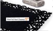Black Felt Heart Placemat