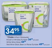 Clicks 4-Pack Glassware Hi-Ball Or Whiskey Tumbler-Per Pack