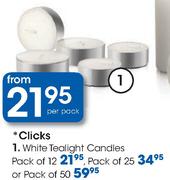  Clicks White Tealight Candles Pack Of 50's-Per Pack