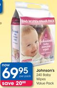 Johnson's 240 Baby Wipes Value Pack-Per Pack