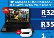 HP Compaq CQ58 Notebook & Huawei R206 Wi-Fi Router-On 1GB