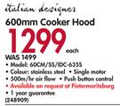 Italian Designer 600mm Cooker Hood 60Cm/SS/IDC-635S