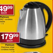 Platinum Stainless Steel Cordless Kettle-1.7l