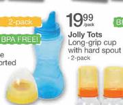 Jolly Tots Long-Grip Cup With Hard Spout-2-Pack