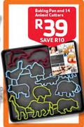 Baking Pan And 14 Animal Cutters