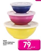 Nova 3 Piece Melamine Bowls With Lids-Per Set