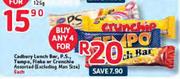 Cadbury Lunch Bar,P.S,Tempo,Flake Or Crunchie Assorted(Excluding Mini Size)-4's Each
