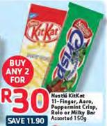 Nestle Kitkat 11-Finger, Aero, Peppermint Crisp, Rolo Or Milky Bar Assorted-2x150G