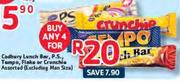 Cadbury Lunch Bar, P.S Tampo, Flake Or Crunchle Assorted-4's