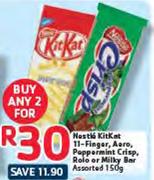 Nestle KitKat 11-Finger, Aero, Peppermint Crisp, Rolo or Milky Bar-2 x 150gm