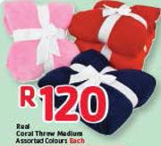 Real Coral Throw Medium-Each