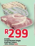 Aranda Script Blanket Single 150X200cm-Each