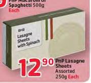 PnP Lasagne Sheets Assorted-250g Each
