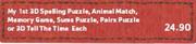 My 1st Spelling Puzzle,Animal Match,Memory Game,Sums Puzzle,Pairs Puzzle Or 3D Tell The Time-Each