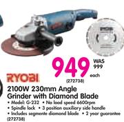 Ryobi 2100W 230mm Angle Grinder With Diamond Blade  G-232