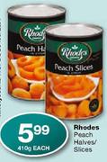 Rhodes Peach Halves/Slices-410gm Each