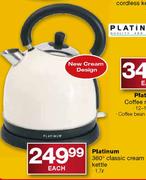 Platinum 360 Degree Classic Cream Kettle-1.7 Ltr