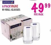 Luminarc 6 Pack Vigne Hi-Ball Glasses-Per Pack