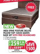 Medi Spine Posture Deluxe Pillow Top 152cm Queen Base Set + Free Headboard