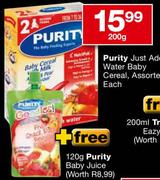 Purity Just Add Water Baby Cereal Assorted-200g Each