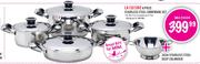 LA Cuisine stainless Steel Cookware Set-8 Piece Plus Stainless Steel Deep Colander-26cm