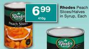 Rhodes Peach Slices/Halves In Syrup-410g Each