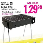 Out & About Large Braai Mild Steel-60 x 30 x 14cm