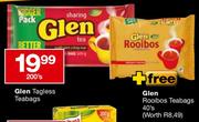 Glen Tagless Teabags+ Glen Rooibos Teabags 40's (Worth R8.49